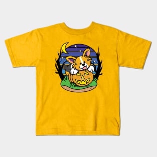 Corgi Pumpkin Kids T-Shirt